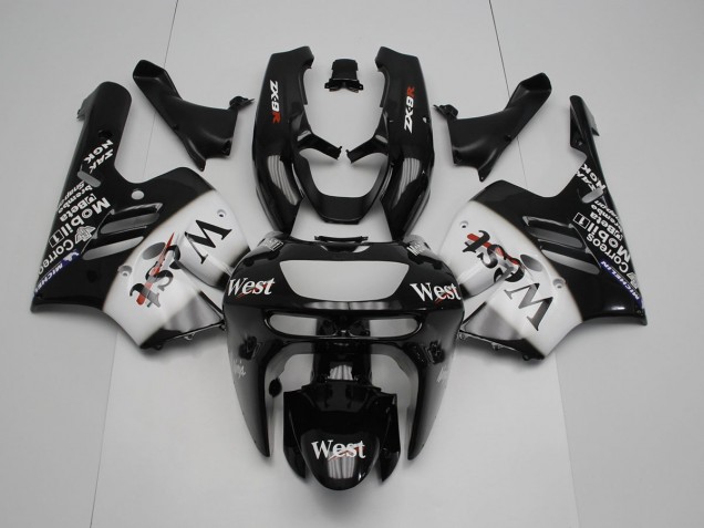 Affordable 1994-1997 Black White West Kawasaki ZX9R Motorcycle Replacement Fairings UK Affordable 1994-1997 Black White West Kawasaki ZX9R Motorcycle Replacement Fairings UK
