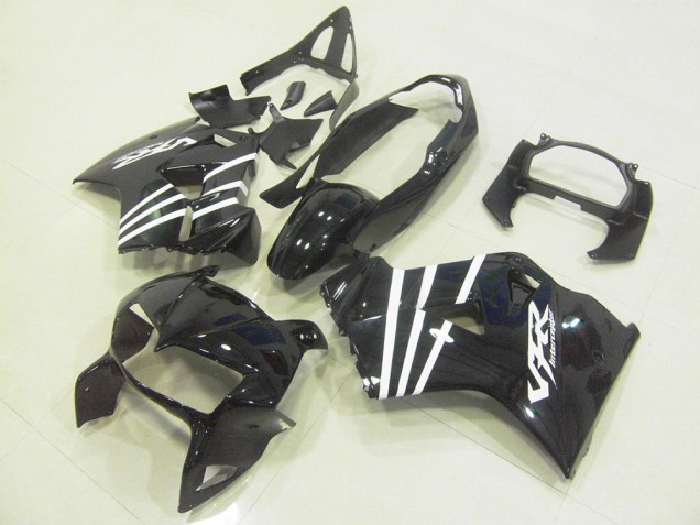 Affordable 1998-2001 Black White Stripe Honda VFR800 Motorcycle Fairings Kit UK