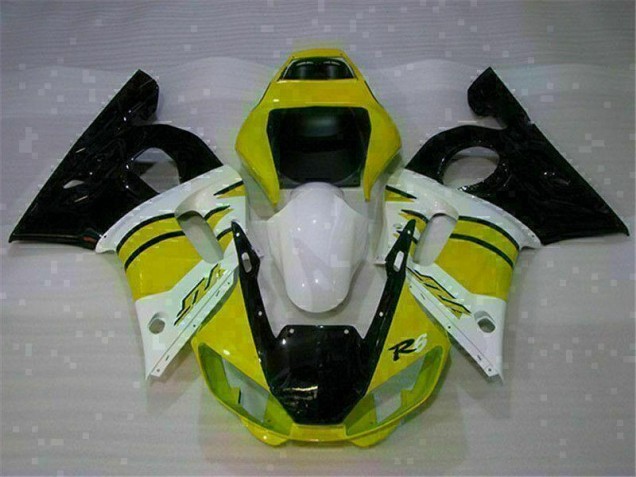 Affordable 1998-2002 Yellow White Yamaha YZF R6 Motorcycle Fairings Kits UK