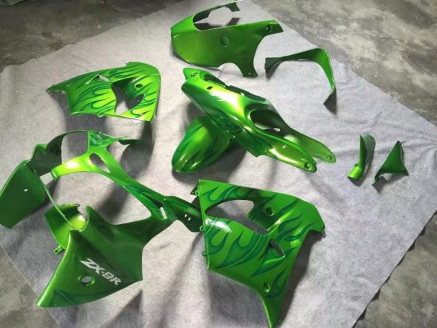 Affordable 2000-2001 Green Green Flame Kawasaki ZX9R Replacement Fairings UK