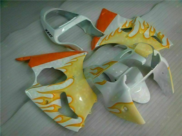 Affordable 2000-2002 White Yellow Flame Kawasaki ZX6R Bike Fairings UK Affordable 2000-2002 White Yellow Flame Kawasaki ZX6R Bike Fairings UK