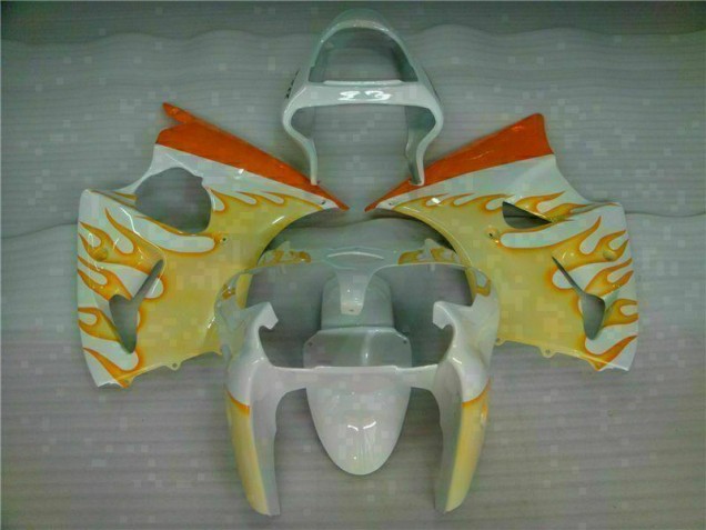 Affordable 2000-2002 White Yellow Flame Kawasaki ZX6R Bike Fairings UK Affordable 2000-2002 White Yellow Flame Kawasaki ZX6R Bike Fairings UK