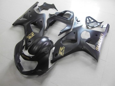 Affordable 2000-2002 All Matte Black with Gold Sticker Suzuki GSXR 1000 Motorcycle Bodywork UK