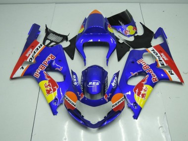 Affordable 2000-2002 Blue Red Bull Suzuki GSXR 1000 Motorbike Fairing Kits UK