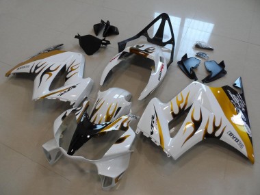 Affordable 2002-2013 White Gold Black Flame Honda VFR800 Bike Fairings UK