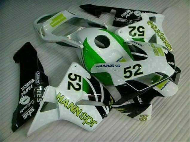 Affordable 2003-2004 Green White Black Honda CBR600RR Bike Fairing Kit UK