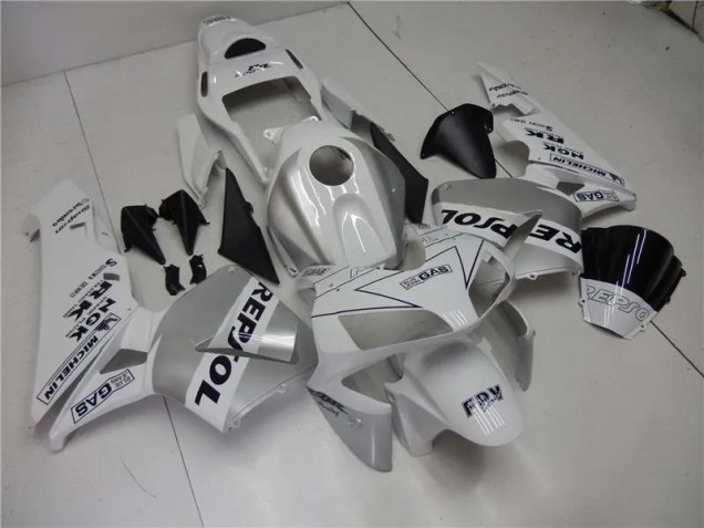 Affordable 2003-2004 Silver White Black Repsol Honda CBR600RR Motorcycle Fairings Kit UK