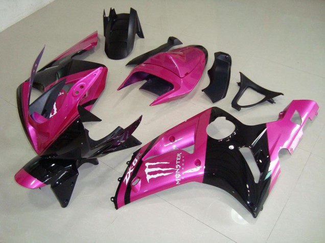 Affordable 2003-2004 Pink Black Monster Kawasaki ZX6R Bike Fairing Kit UK Affordable 2003-2004 Pink Black Monster Kawasaki ZX6R Bike Fairing Kit UK