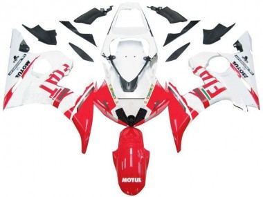 Affordable 2003-2005 White Red Fiat Yamaha YZF R6 Motorbike Fairing UK