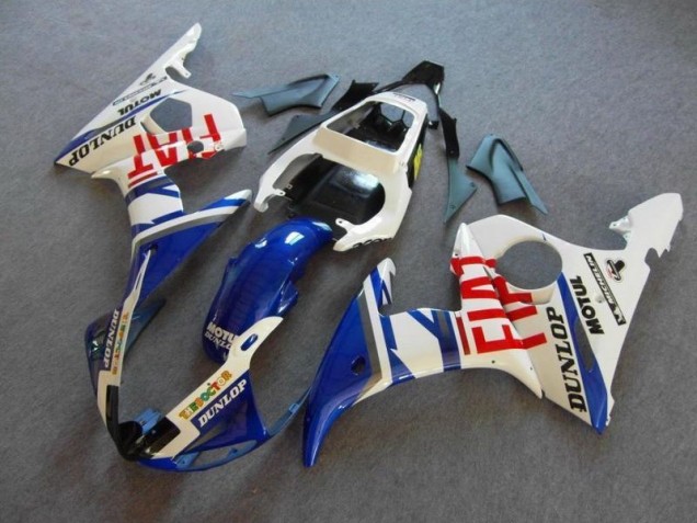 Affordable 2003-2005 Blue White Fiat Yamaha YZF R6 Motor Bike Fairings UK