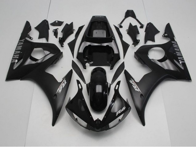 Affordable 2003-2005 Black with Silver Decals Yamaha YZF R6 Motorcycle Fairing Kits UK