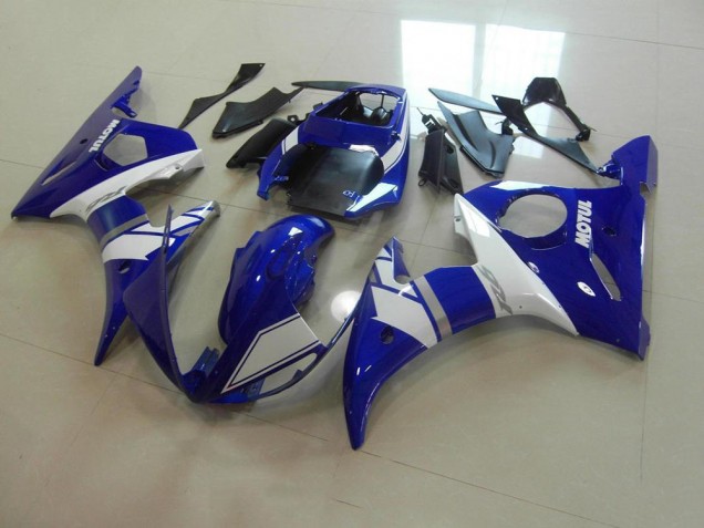 Affordable 2003-2005 Blue White Yamaha YZF R6 Motorcycle Fairing Kit UK