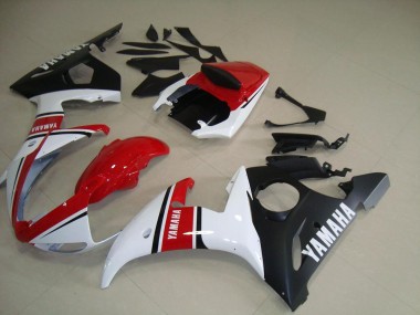 Affordable 2003-2005 Red White Matte Black Yamaha YZF R6 Moto Fairings UK