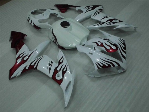 Affordable 2004-2006 White Red Flame Yamaha YZF R1 Motorcyle Fairings UK