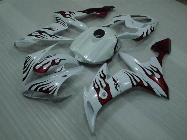 Affordable 2004-2006 White Red Flame Yamaha YZF R1 Motorcyle Fairings UK