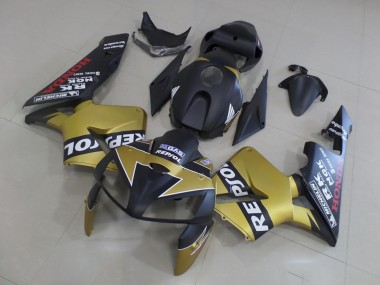 Affordable 2005-2006 Black Gold Repsol Honda CBR600RR Motorcycle Fairings Kit UK