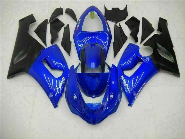 Affordable 2005-2006 Blue Kawasaki ZX6R Motorcycle Fairing Kit UK