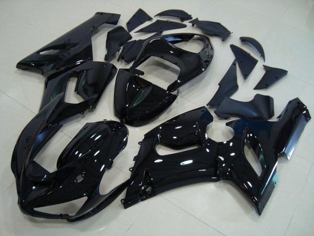 Affordable 2005-2006 Glossy Black Kawasaki ZX6R Motorcycle Fairings UK