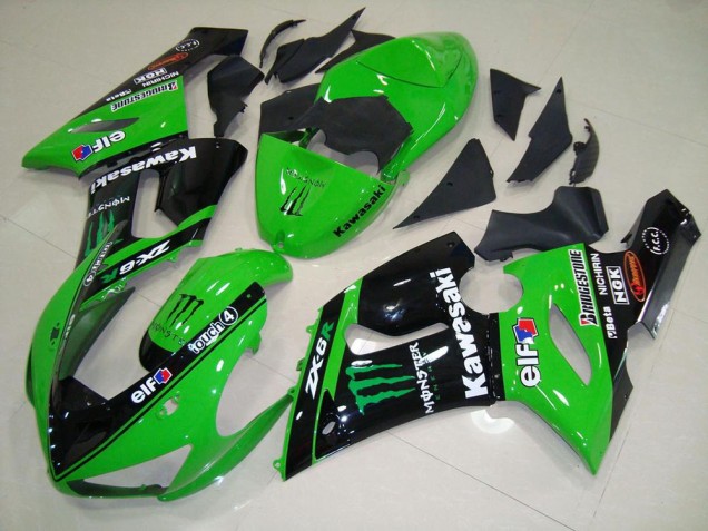 Affordable 2005-2006 Green Monster Kawasaki ZX6R Motorcycle Fairing Kit UK Affordable 2005-2006 Green Monster Kawasaki ZX6R Motorcycle Fairing Kit UK