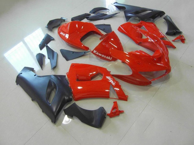 Affordable 2005-2006 Red and Matte Black Kawasaki ZX6R Bike Fairings UK