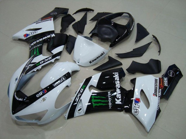 Affordable 2005-2006 White Monster Kawasaki ZX6R Motor Bike Fairings UK Affordable 2005-2006 White Monster Kawasaki ZX6R Motor Bike Fairings UK