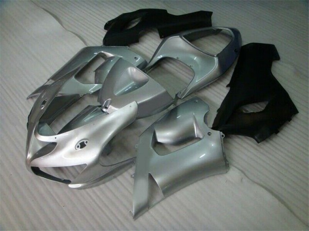 Affordable 2005-2006 Silver Black Kawasaki ZX6R Motorcycle Fairing Kit UK