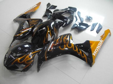 Affordable 2006-2007 Gold Flame Honda CBR1000RR Motorcycle Fairings Kits UK