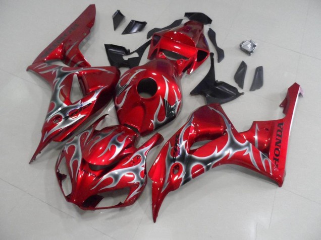 Affordable 2006-2007 Red with Black Grey Flame Honda CBR1000RR Motorcycle Bodywork UK