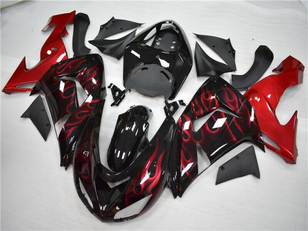 Affordable 2006-2007 Red Flame Kawasaki ZX10R Motorcycle Fairings Kit UK Affordable 2006-2007 Red Flame Kawasaki ZX10R Motorcycle Fairings Kit UK