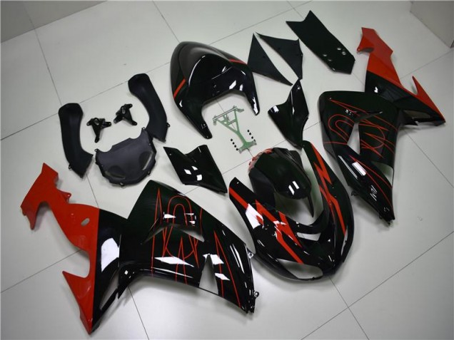 Affordable 2006-2007 Black Red Kawasaki ZX10R Motorcycle Fairings UK