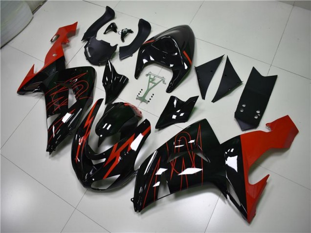 Affordable 2006-2007 Black Red Kawasaki ZX10R Motorcycle Fairings UK