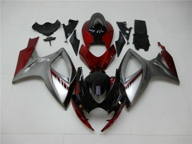 Affordable 2006-2007 Red Silver Suzuki GSXR 600/750 Bike Fairing Kit UK Affordable 2006-2007 Red Silver Suzuki GSXR 600/750 Bike Fairing Kit UK
