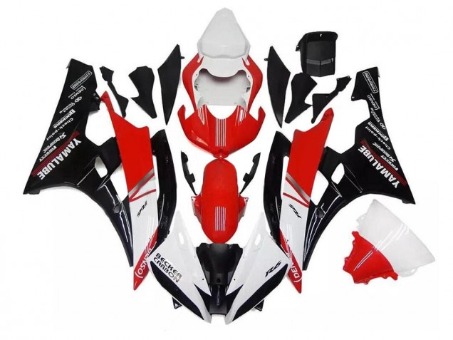 Affordable 2006-2007 White Red Black Yamaha YZF R6 Replacement Fairings UK
