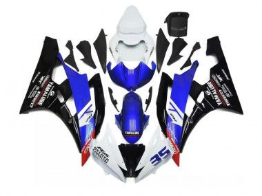 Affordable 2006-2007 Blue White Yamaha YZF R6 Motorcycle Fairings Kit UK