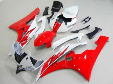 Affordable 2006-2007 Red White Yamaha YZF R6 Motorcycle Fairings Kit UK