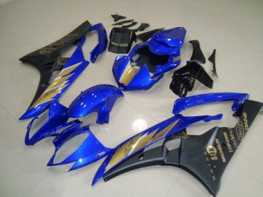 Affordable 2006-2007 Black Blue with Gold Sticker Yamaha YZF R6 Motorcycle Fairing Kit UK