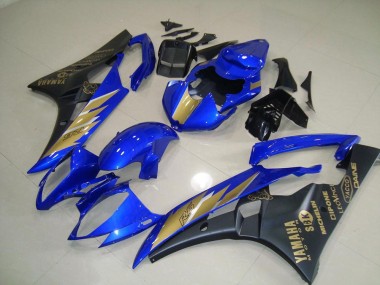 Affordable 2006-2007 Black Blue with Gold Sticker Yamaha YZF R6 Motorcycle Fairing UK