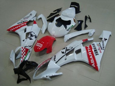 Affordable 2006-2007 White Red Abarth Yamaha YZF R6 Motorcycle Fairings UK