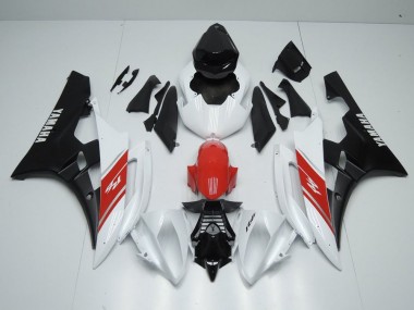 Affordable 2006-2007 White Red and Matte Black Yamaha YZF R6 Motorbike Fairings UK
