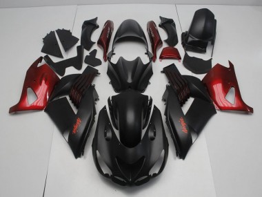 Affordable 2006-2011 Matte Black and Red Kawasaki ZX14R ZZR1400 Motorcycle Fairing Kit UK