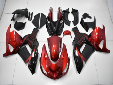 Affordable 2006-2011 Red Black Kawasaki ZX14R ZZR1400 Motorcycle Fairing Kits UK