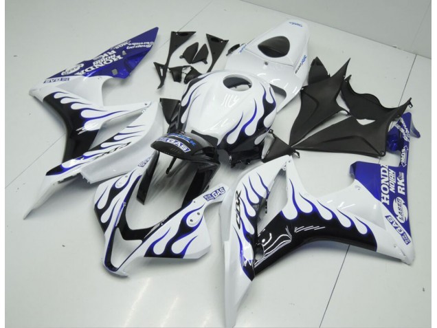 Affordable 2007-2008 White Blue Flame Honda CBR600RR Bike Fairings UK Affordable 2007-2008 White Blue Flame Honda CBR600RR Bike Fairings UK