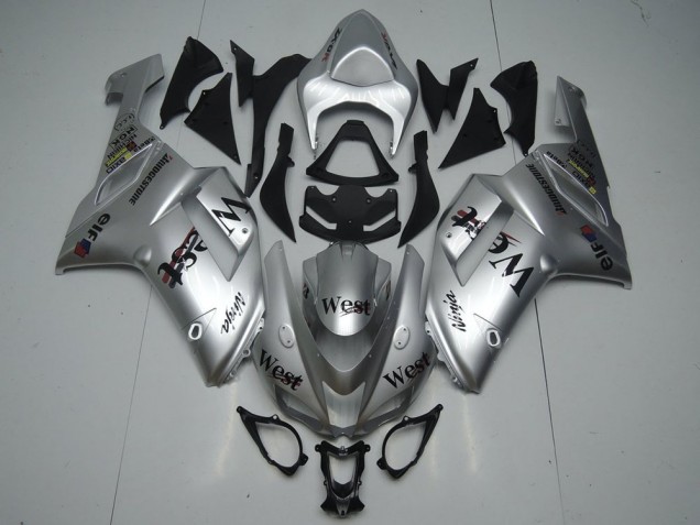 Affordable 2007-2008 Silver West Kawasaki ZX6R Replacement Fairings UK Affordable 2007-2008 Silver West Kawasaki ZX6R Replacement Fairings UK
