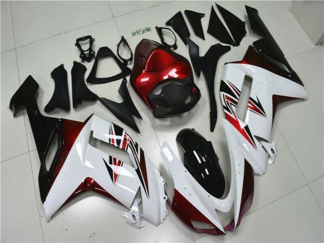 Affordable 2007-2008 White Black Red Kawasaki ZX6R Motorbike Fairings UK