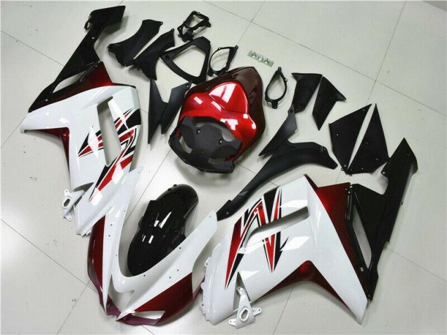 Affordable 2007-2008 White Black Red Kawasaki ZX6R Motorbike Fairings UK