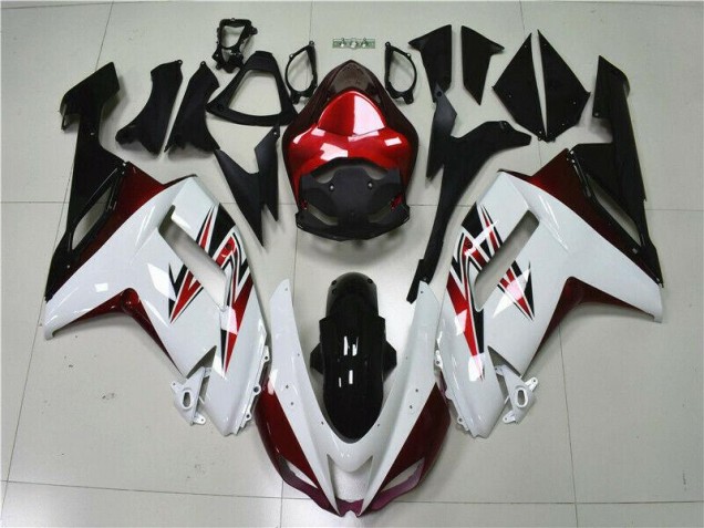 Affordable 2007-2008 White Black Red Kawasaki ZX6R Motorbike Fairings UK
