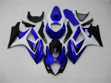 Affordable 2007-2008 Blue White Black Suzuki GSXR 1000 K7 Motorcylce Fairings UK