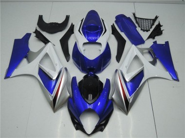 Affordable 2007-2008 Blue White Suzuki GSXR 1000 K7 Motorcycle Fairings UK