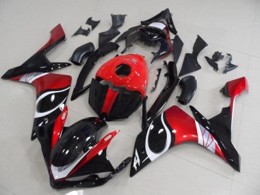Affordable 2007-2008 Black Red Glossy Yamaha YZF R1 Motorcycle Replacement Fairings UK