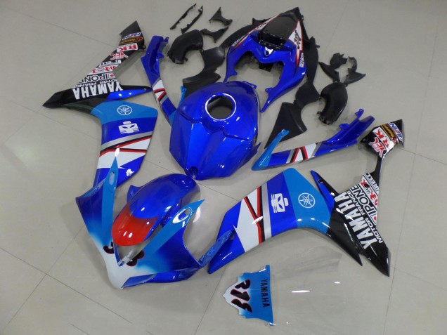 Affordable 2007-2008 Blue White Black Stickers Yamaha YZF R1 Motorcycle Fairing UK